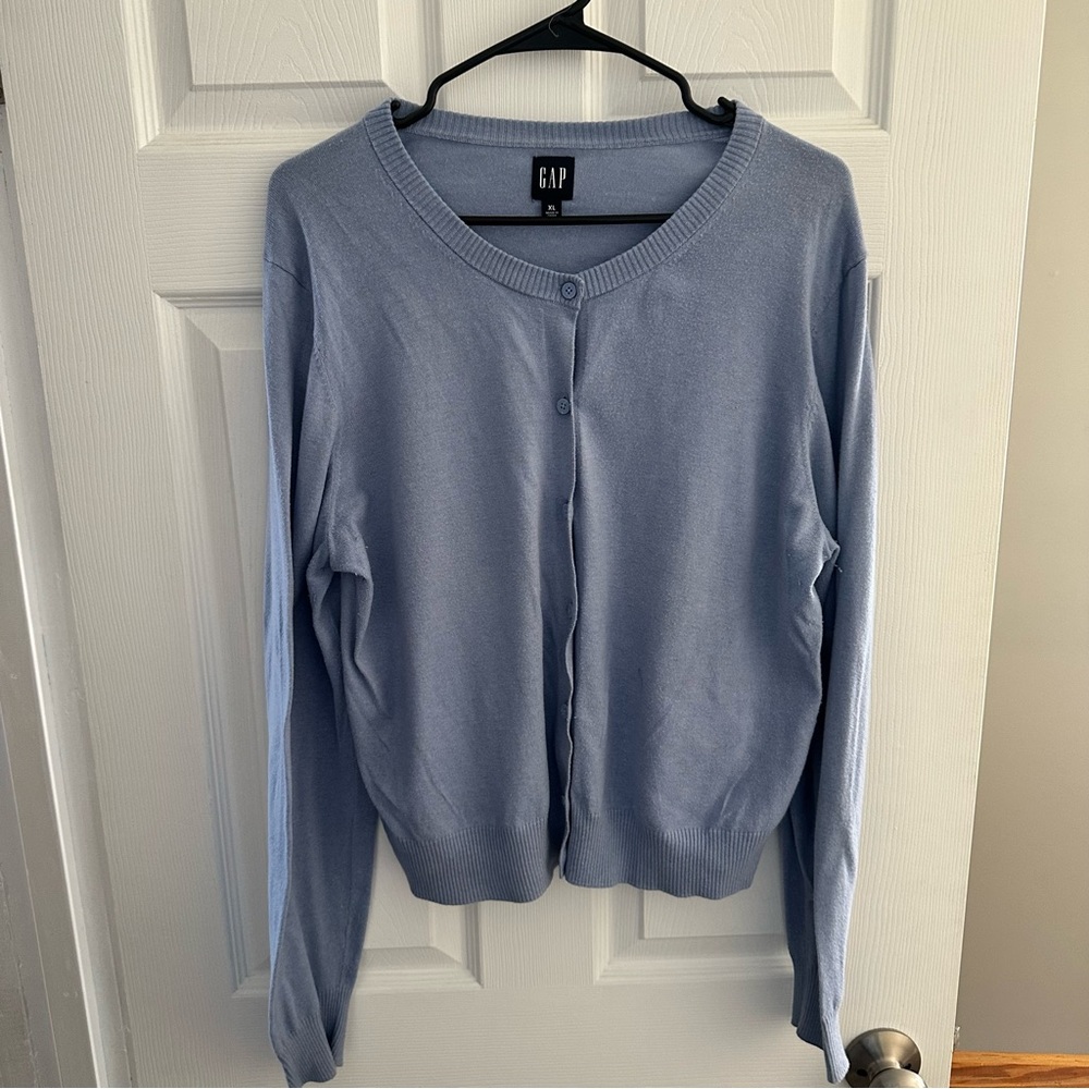 GAP Women's Soft Blue Button-Up Cardigan
